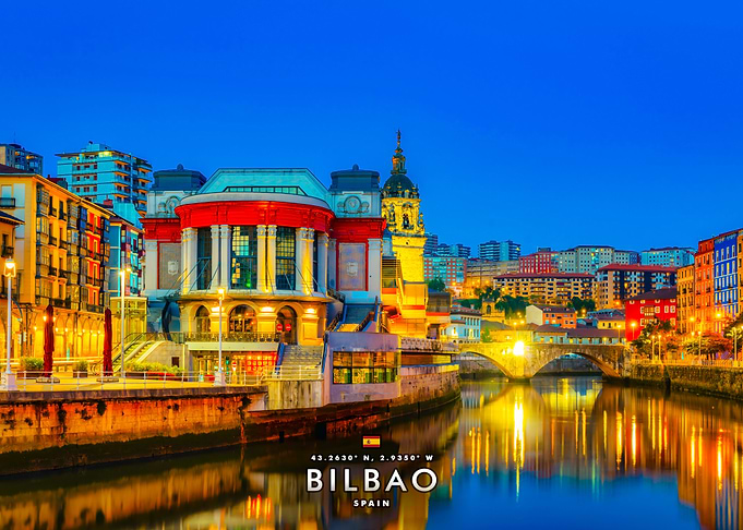 Bilbao cityscape at dusk