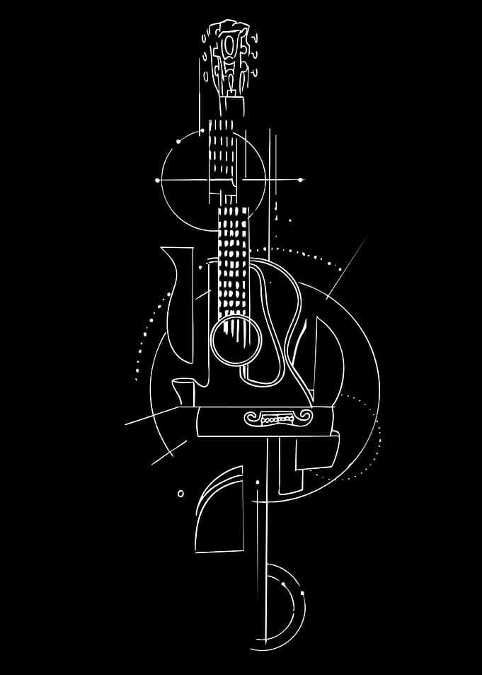 Abstract Guitar Line Art