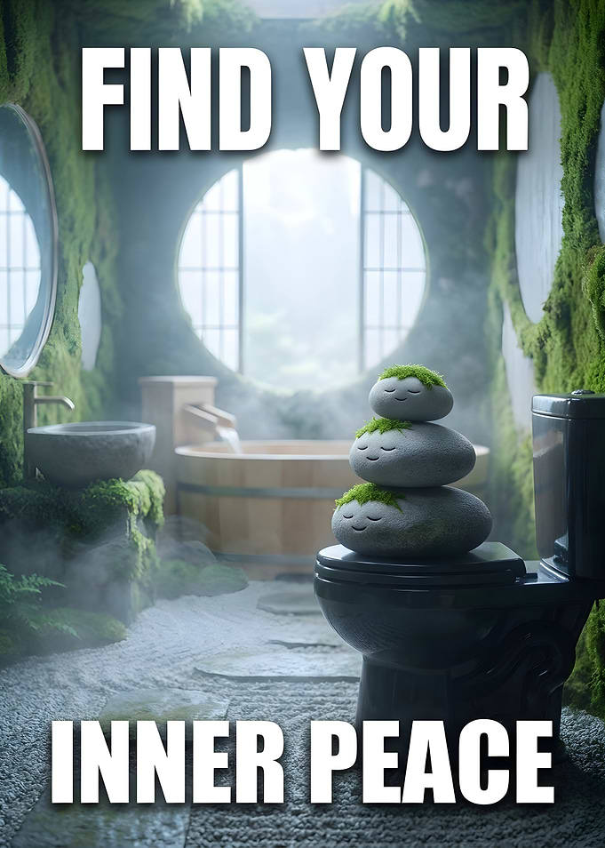 Find Your Inner Peace Zen Bathroom Funny Toilet Humor