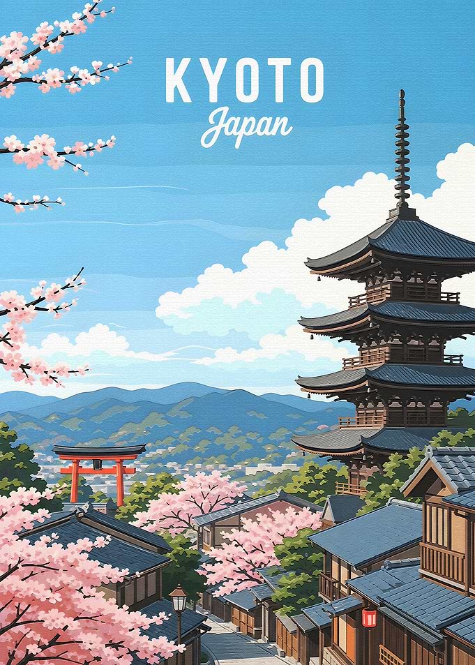 Kyoto Japan Cherry Blossom Pagoda