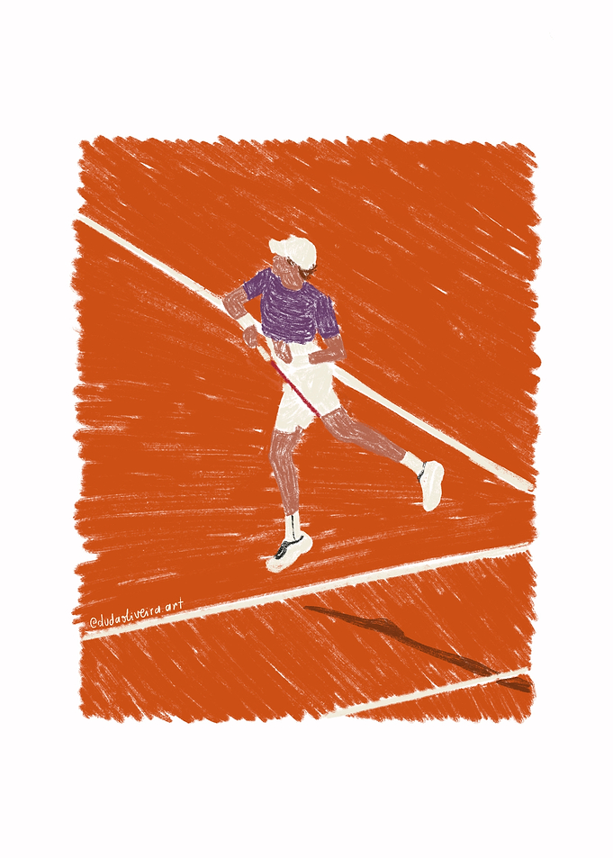Tennis Player Serving on Clay Court