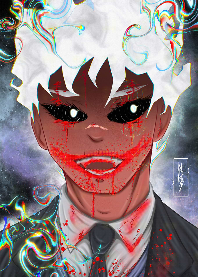 Creepy Anime Character with Joker Makeup