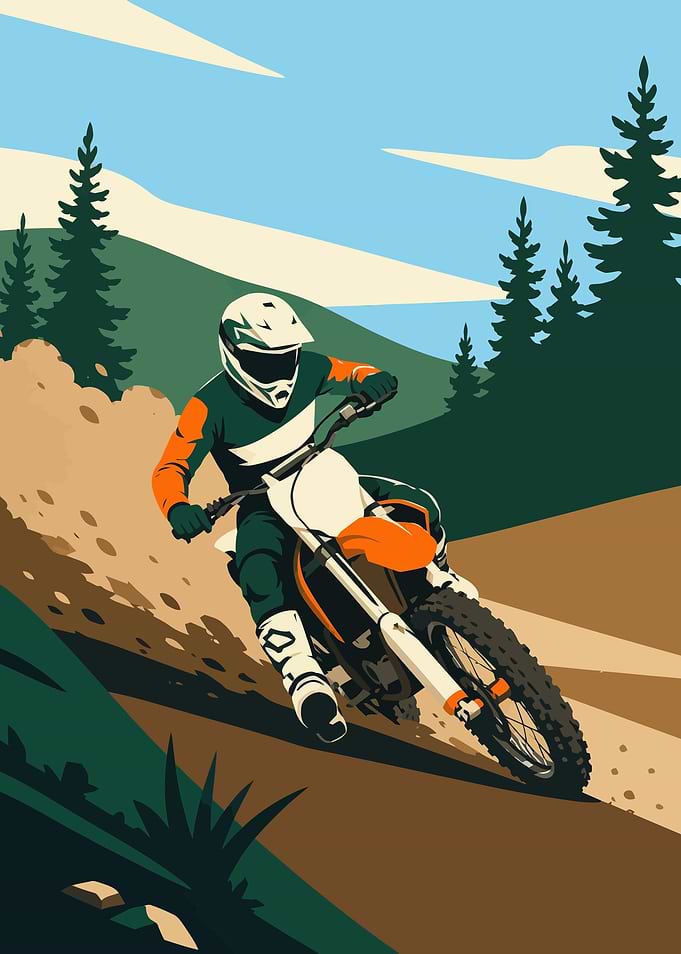 Motocross Rider on Dirt Track