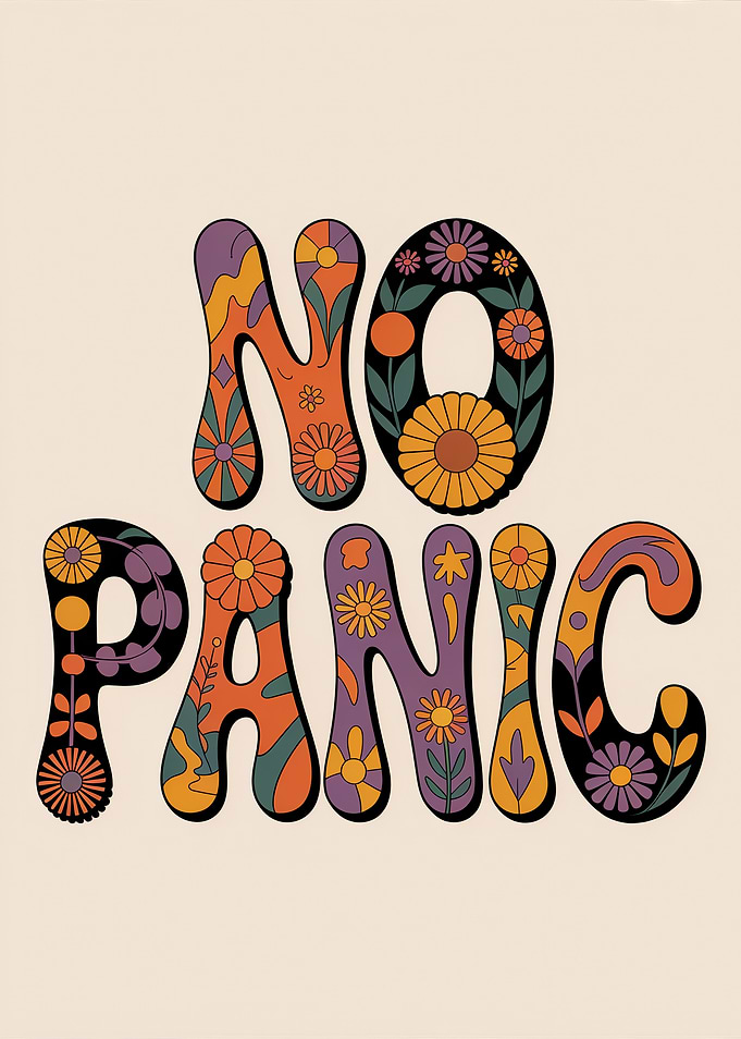 Retro 'No Panic' Floral Art