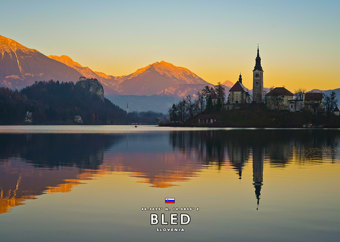 Bled Island Church at Sunset