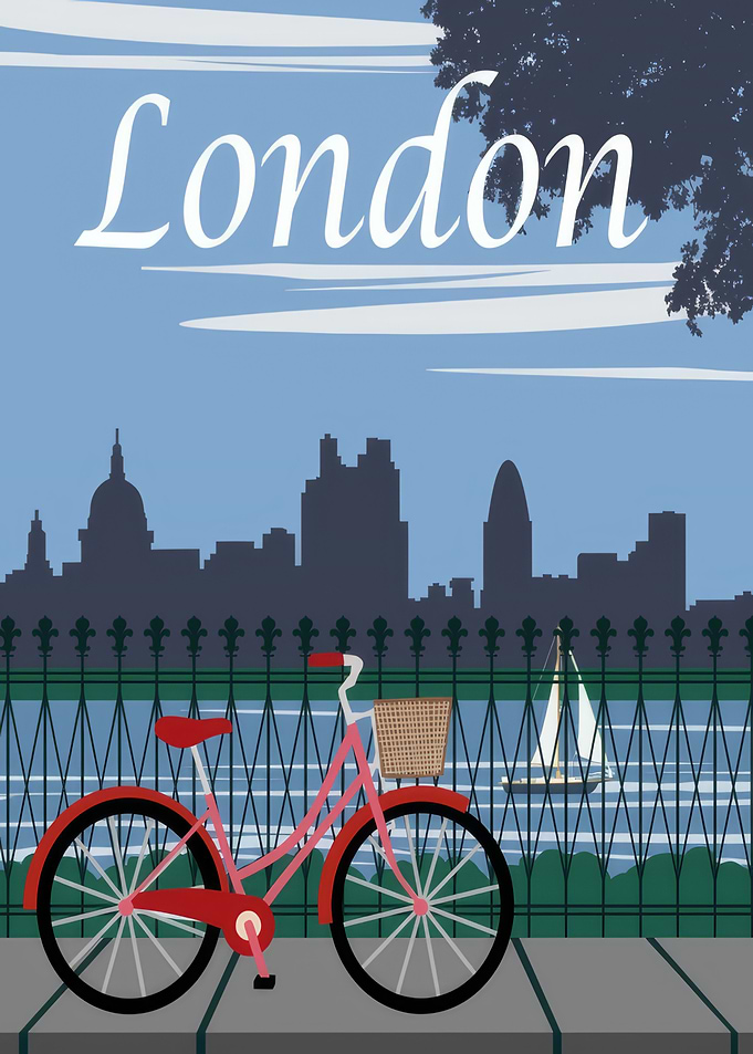 London Skyline with Bicycle