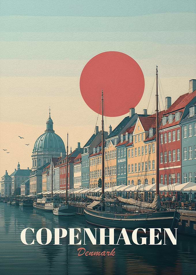 Copenhagen Denmark Vintage Poster