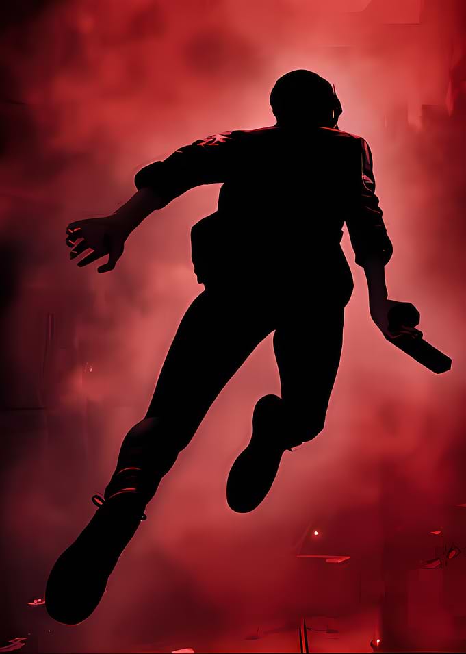 Silhouette of a person with a gun