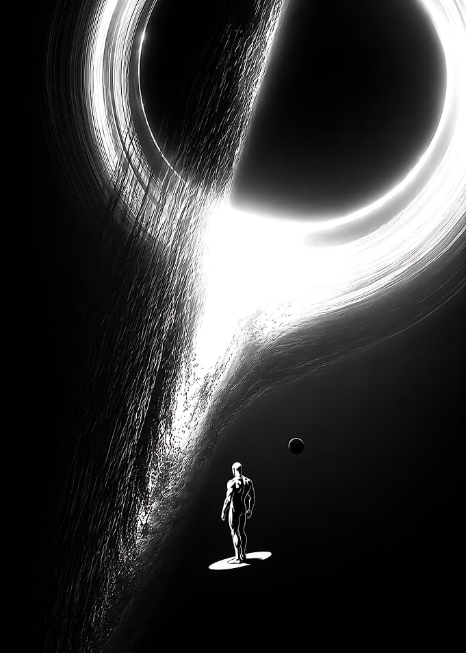 Silver Surfer Near Black Hole