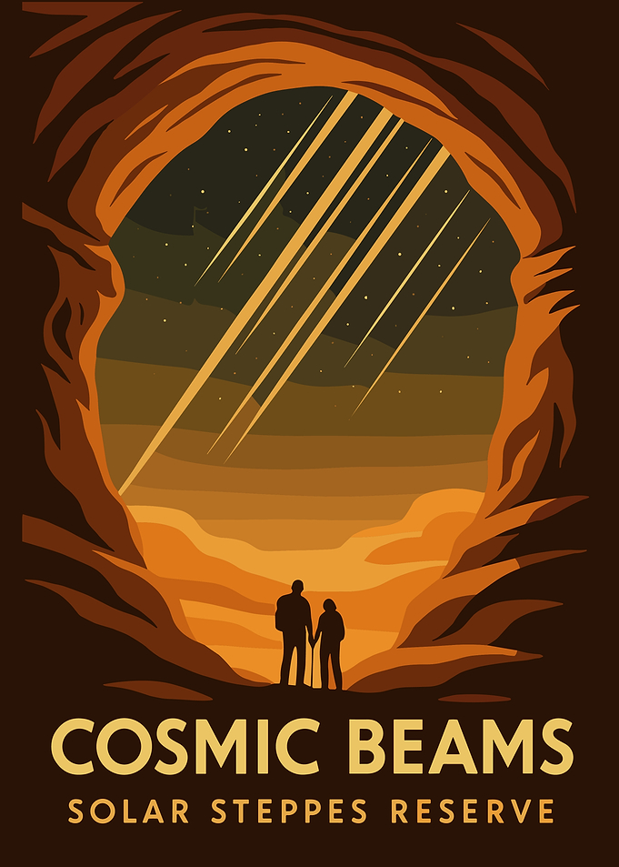 Cosmic Beams Vintage Travel Poster Adventure Landscape Wall Art