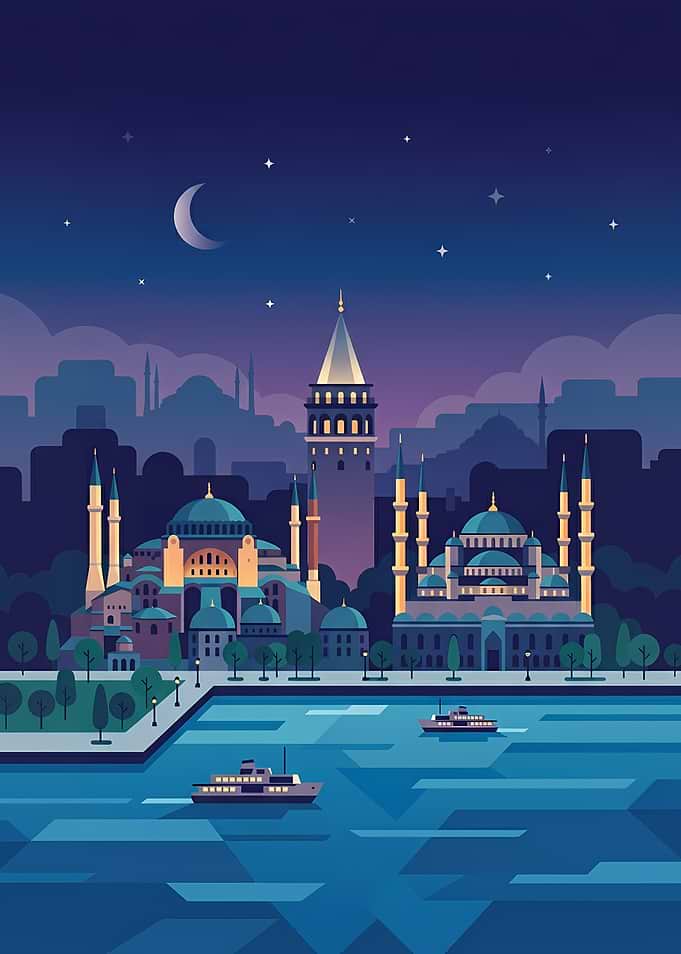 Istanbul Skyline at Night