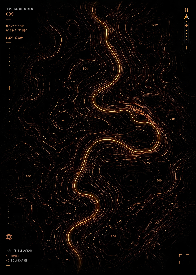 Topographic Map with Glowing River