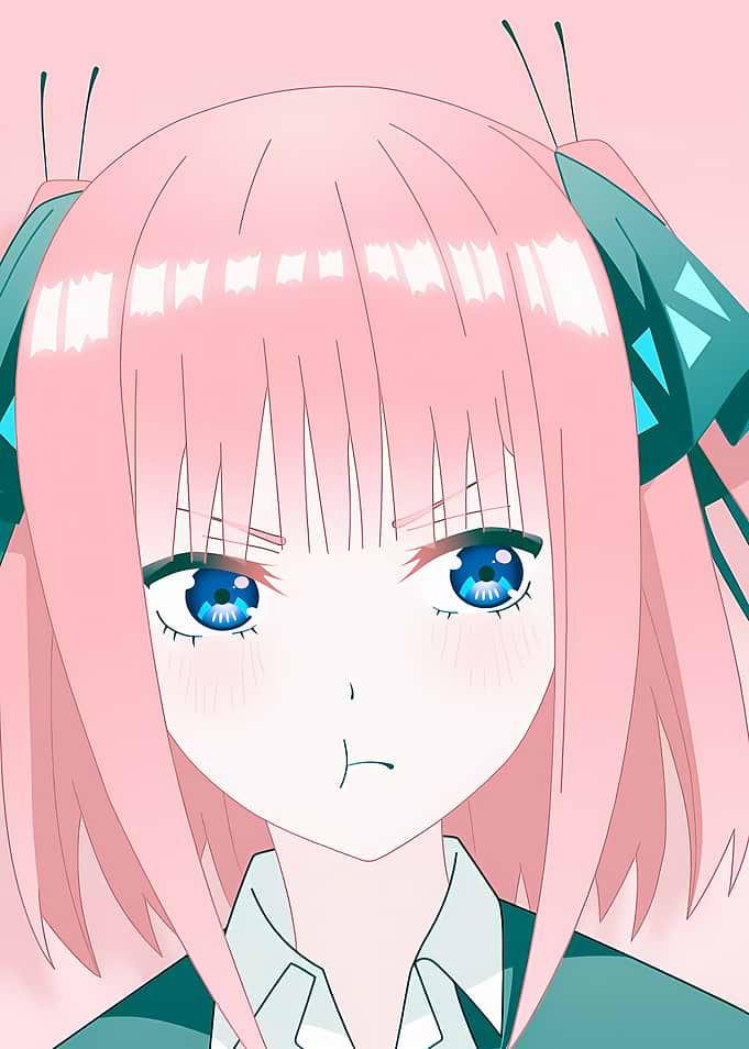 Anime Girl with Pink Hair and Blue Eyes