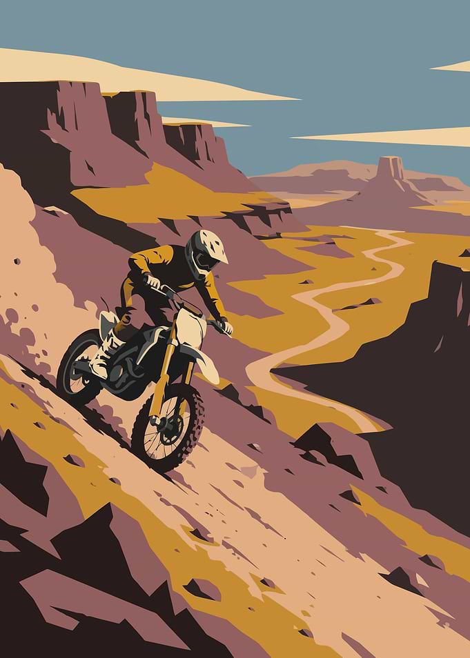 Motocross Rider in Desert Canyon