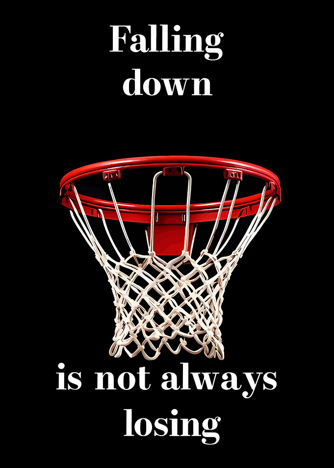 Basketball hoop with inspirational text