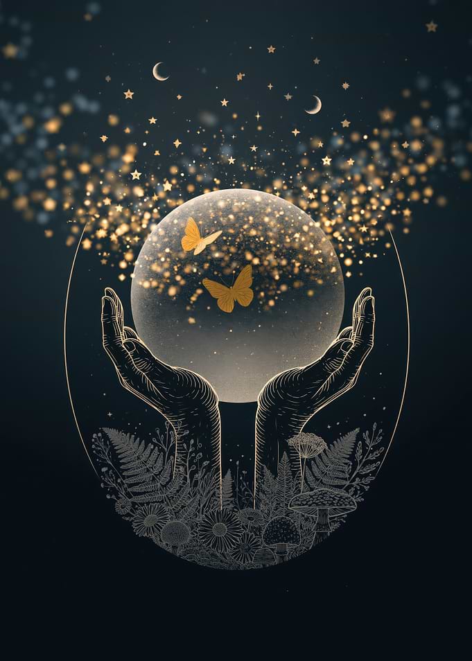 Mystical Hands Holding a Crystal Ball