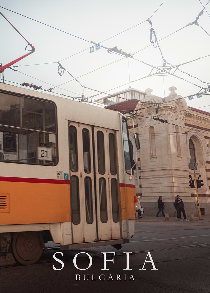 Sofia, Bulgaria Tram and Architecture