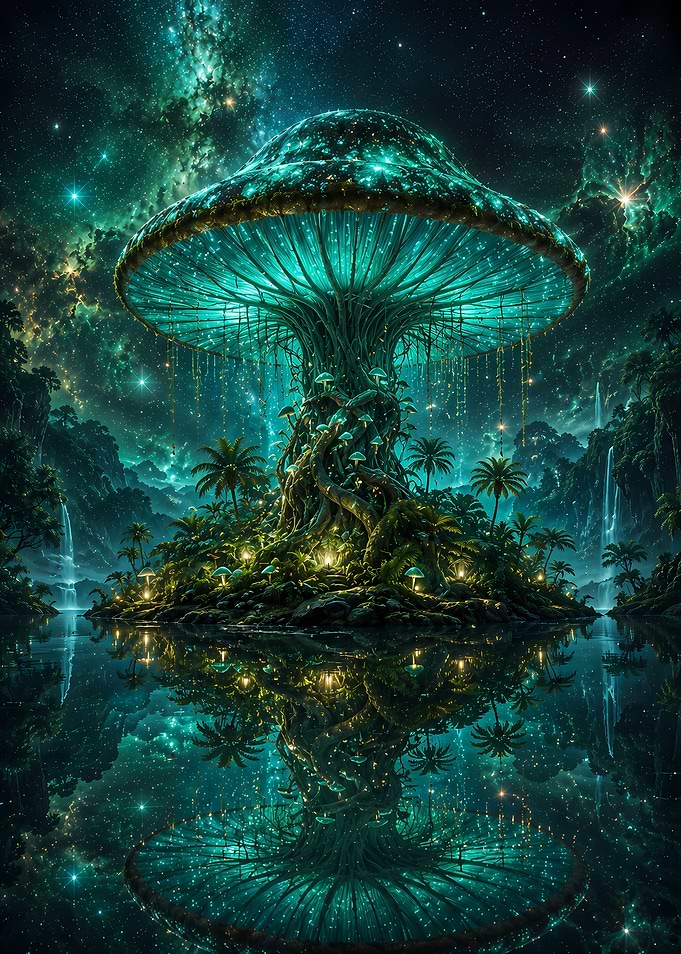 Enchanted Bioluminescent Mushroom Forest