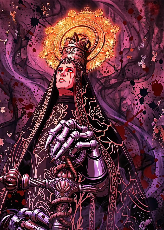Gothic Virgin Mary with Mechanical Hands