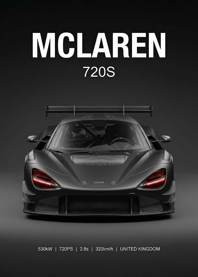 sleek angry McLaren 720S Sports Car poster