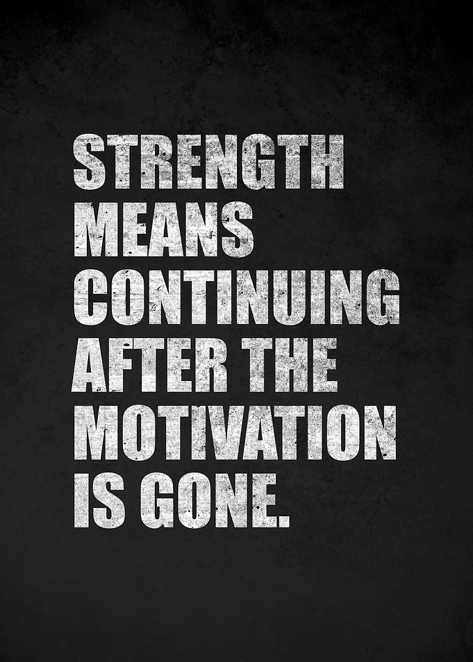 Strength quote on black background