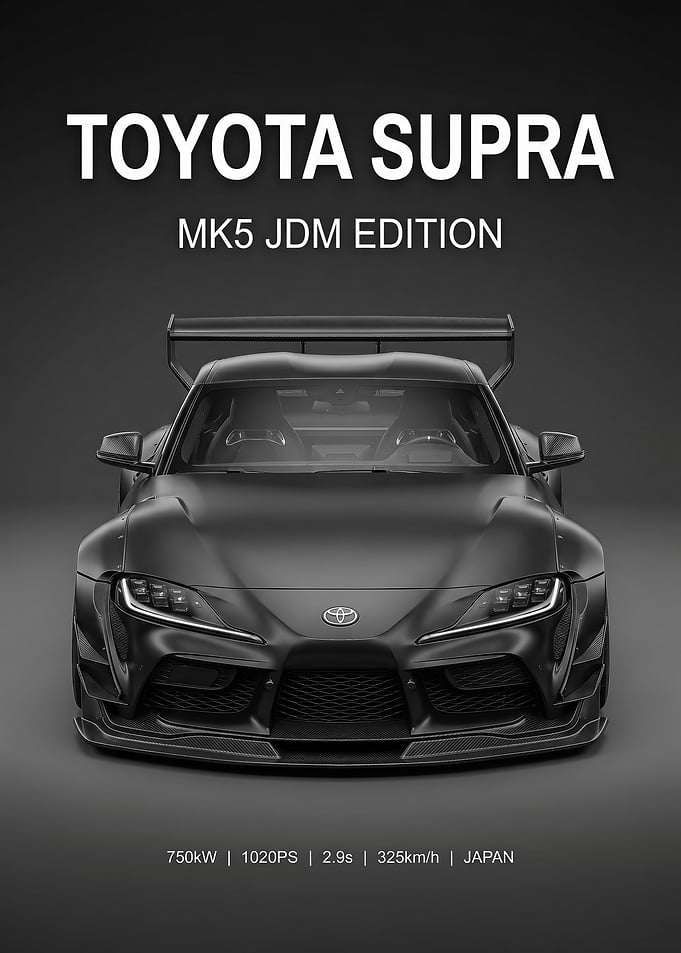 sleek black Toyota Supra MK5 JDM car postera