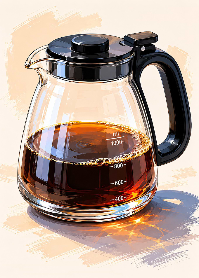 Glass Coffee Carafe with Coffee