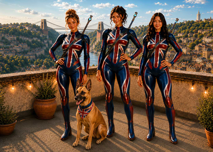 Union Jack Superheroes with Dog