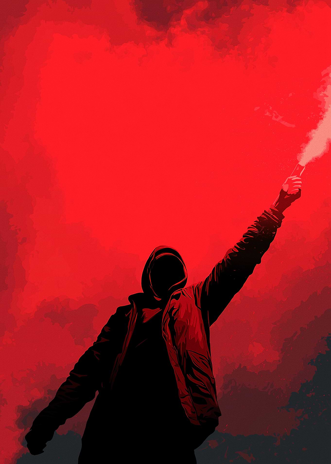 Person with Red Flare