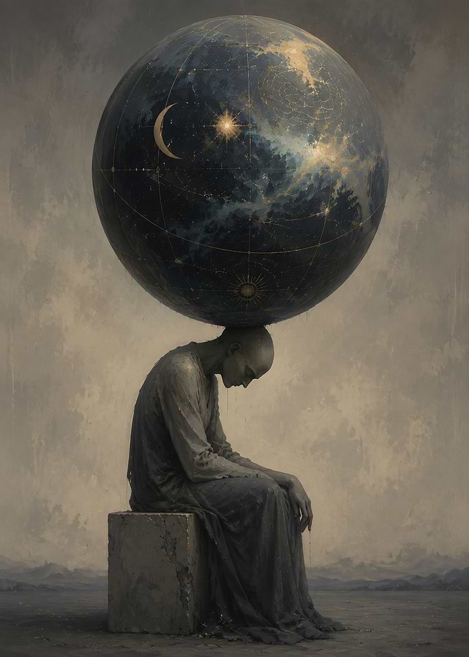 Figure Bearing the Weight of the Cosmos