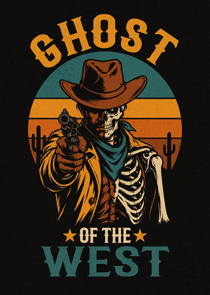Ghost of the West Skeleton Cowboy Illustration
