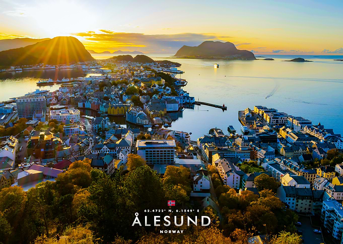 Alesund Norway Cityscape at Sunset