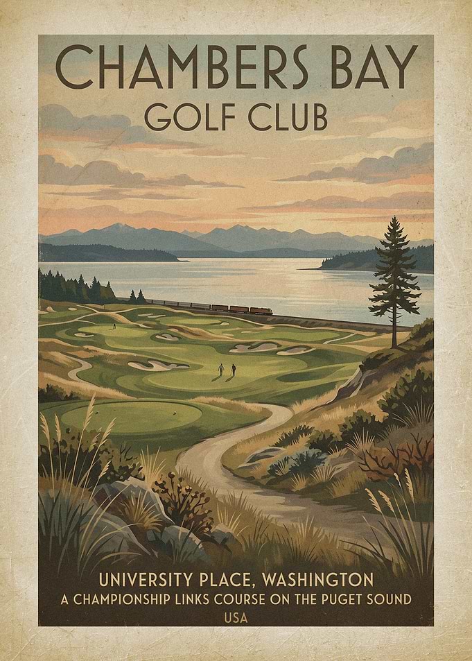 Chambers Bay Golf Club Vintage Poster