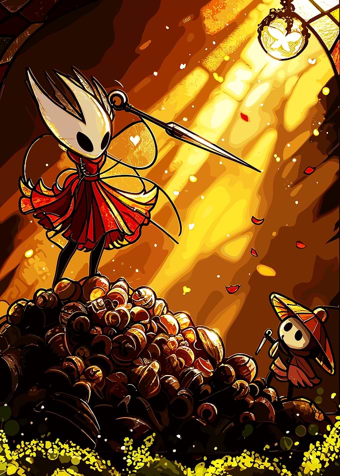 Hornet and the Knight in a sunlit chamber