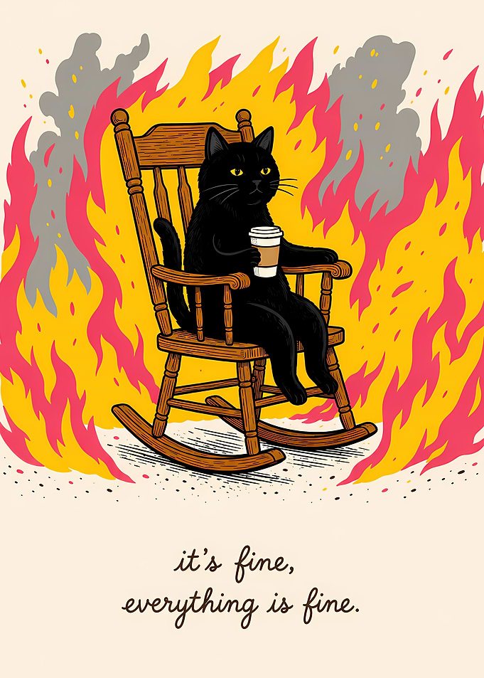 Black cat in fire