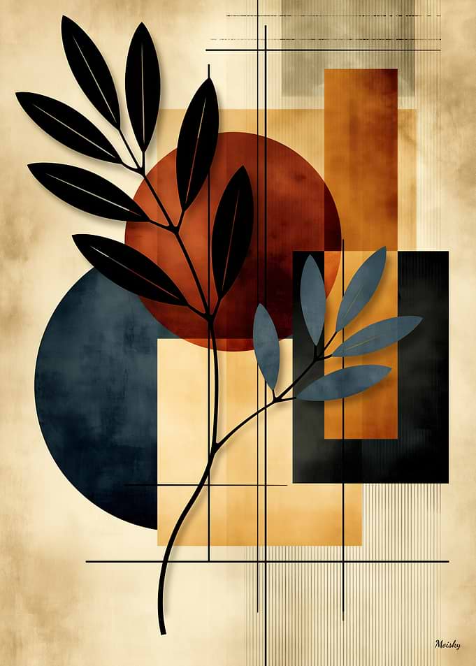 Japandi Olive Geometry No. 06 – Olive Branch Wall Art