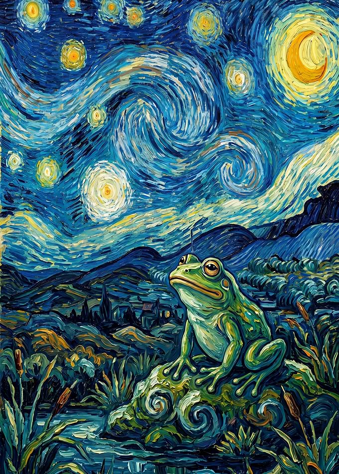 Frog in Starry Night Style