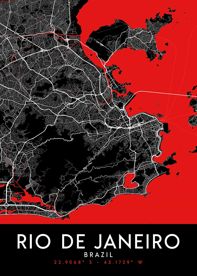 Rio de Janeiro Dark Map