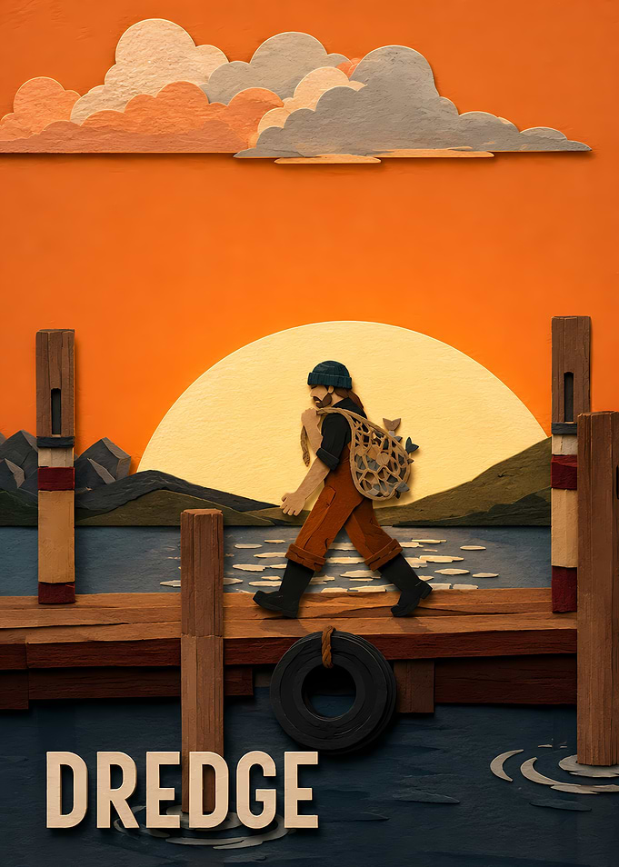 Fisherman walking on dock at sunset