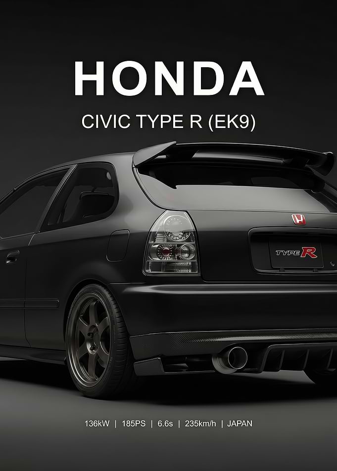 close up Honda Civic Type R EK9 Rear View