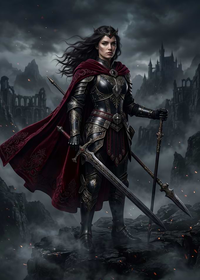 Warrior Queen in Dark Fantasy Setting