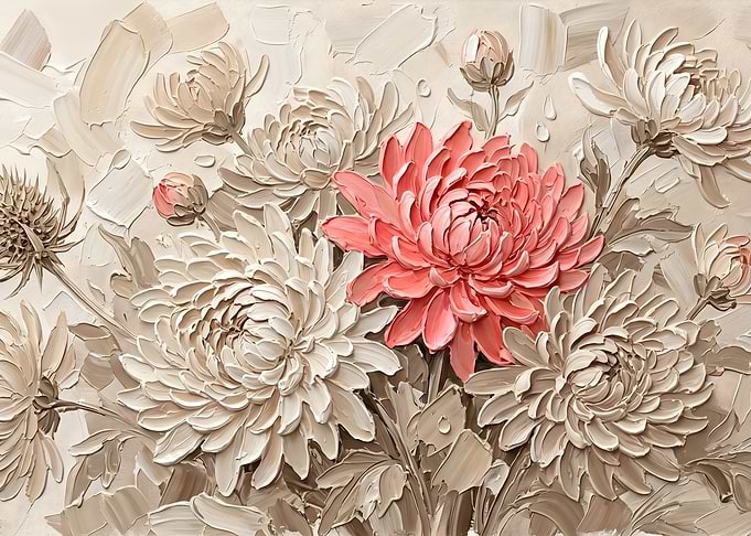 Textured Coral Chrysanthemum