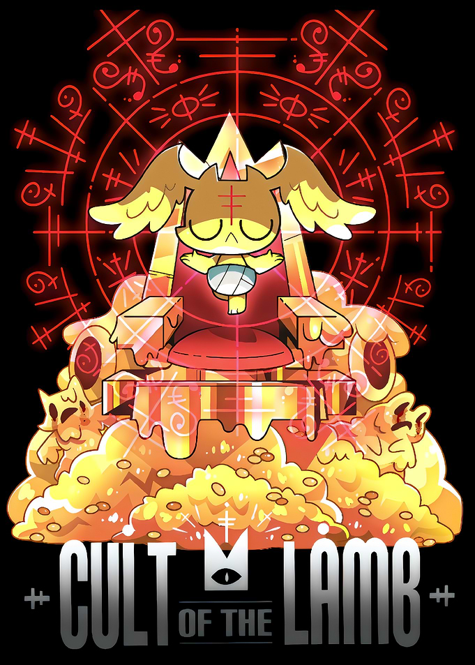 Cult of the Lamb character on throne