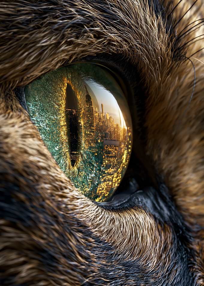 Cat's Eye Reflecting Cityscape