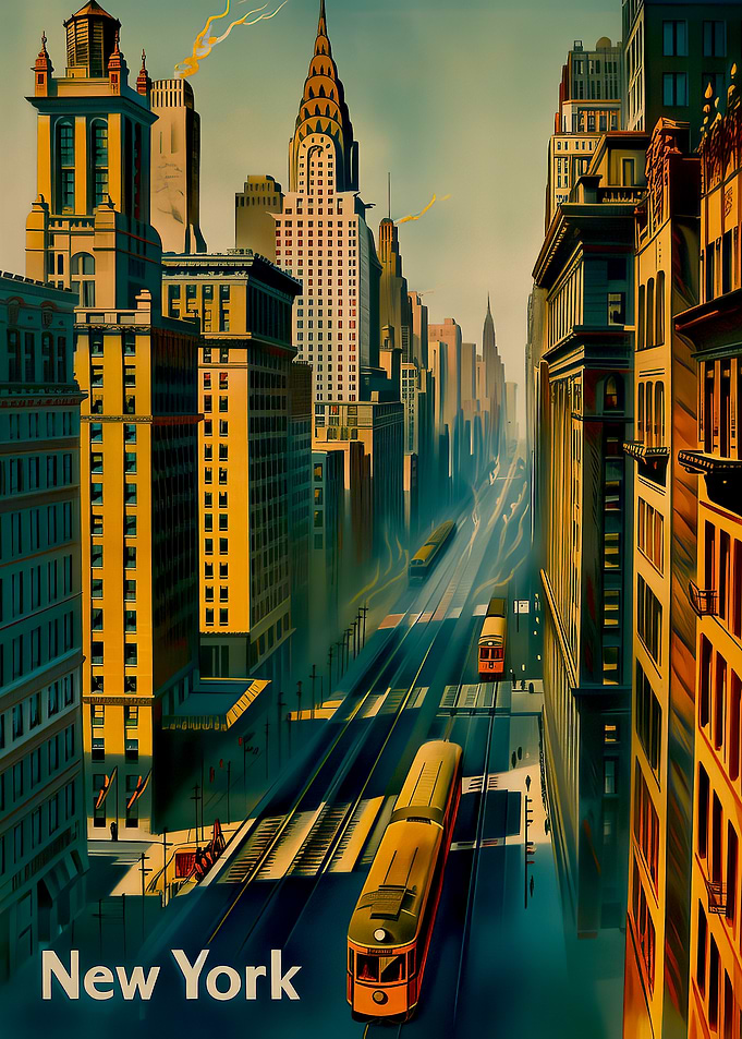 New York City Vintage Travel Poster