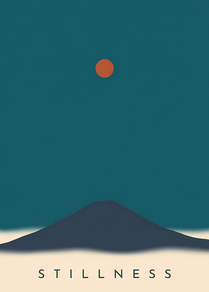 Minimalist Mountain Sunset with Text