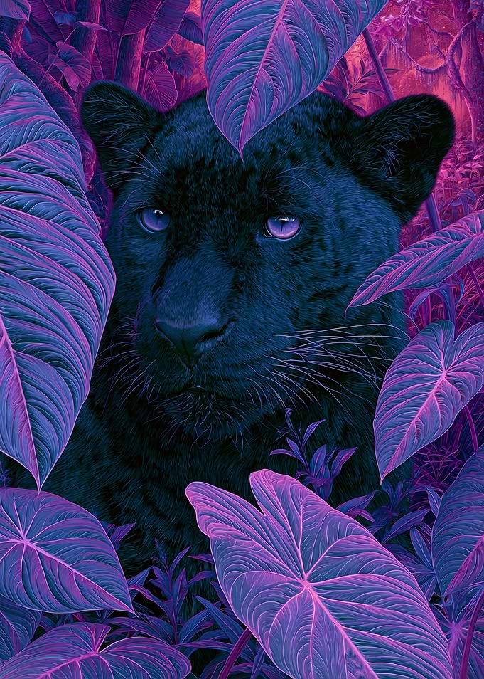 Black Panther in Purple Jungle