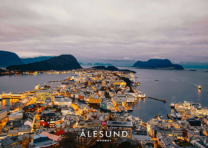 Ålesund Norway Cityscape at Dusk