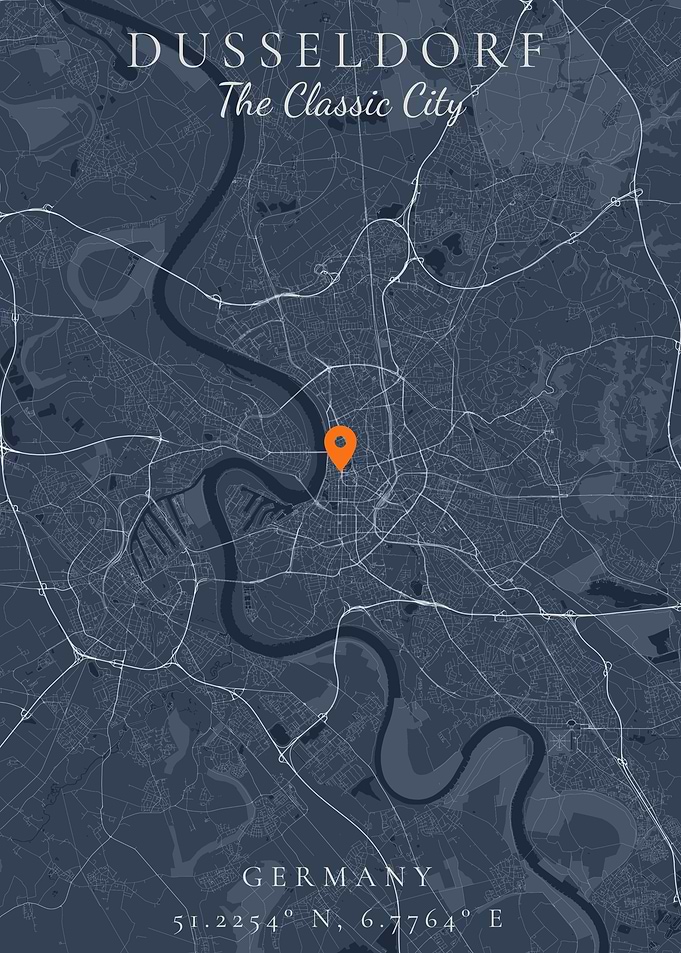 Dusseldorf Map with Location Pin