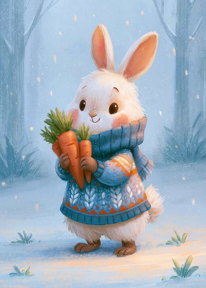 Cute Winter Bunny in Cozy Sweater